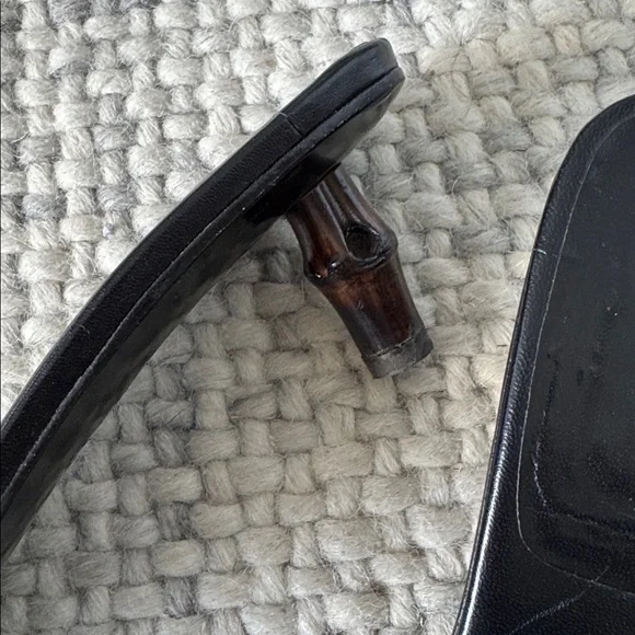 Gucci Black Strappy Bamboo Heels - Picture 2 of 7
